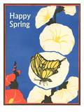 Happy Spring, Butterfly and Flowers Prints