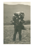 Shepherd Carrying Sheep Poster