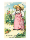 Girl Watering, Seed Packet Posters