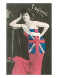 Woman Wrapped in British Flag Posters