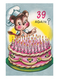 Mouse with Birthday Cake Posters