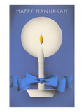 Happy Hanukkah, Candle and Ribbon Poster