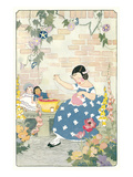 Little Girl Sewing Doll Clothes Posters
