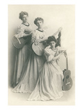 Old Fashioned Female Guitar Trio Affiches