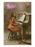 Girl Seated at Piano Prints