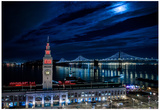The Bay Lights and a Touch of Red Photo Poster Prints by Dillon Mike