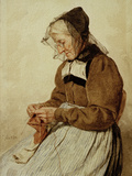 Alte Frau strickend (Old Woman Knitting) Giclee Print by Albert Anker