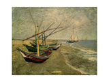 Fishing Boats on the Beach at Saintes-Marie-de-la-Mer, around June 5, 1888 Giclee Print by Vincent van Gogh