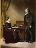 Robert and Clara Schumann, C.1850 Giclée-tryk Robert and Clara Schumann, C.1850 Giclée-tryk