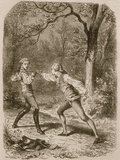 Comment deux amis deviennent ennemis (Duel between Philippe de Taverney and Charny) Giclee Print by Félix Philippoteaux