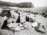 The Beach at Etretat, C.1900 Photographic Print