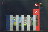 Sketch for the Façade Decoration of Palais de Chemin de Fer (Train Pavillon), c.1937 Reproduction procédé giclée Premium par Robert Delaunay