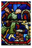 Baker loading an oven, Stained Glass, Bourges Cathedral, Boruges, France Premium Giclee Print