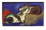 Two Sleeping Rabbits, 1913 Premium Giclee Print by Franz Marc