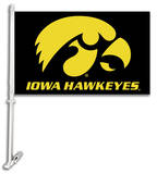 NCAA Iowa Hawkeyes Car Flag with Wall Bracket Novelty