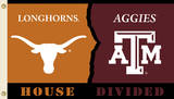 NCAA Texas - Texas A & M Rivarly House Divided Flag with Grommets Novelty
