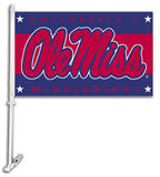NCAA Mississippi Rebels Car Flag with Wall Bracket Novelty