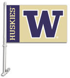 NCAA Washington Huskies Car Flag with Wall Bracket Novelty