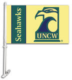 NCAA UNC Wilmington Car Flag with Wall Bracket Novelty
