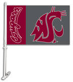 NCAA Washington State Cougars Car Flag with Wall Bracket Novelty