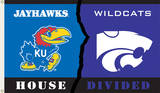 NCAA Kansas - Kansas State Rivarly House Divided Flag with Grommets Novelty