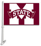 NCAA Mississippi State Bulldogs Car Flag with Wall Bracket Novelty