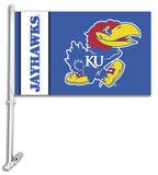 NCAA Kansas Jayhawks Car Flag with Wall Bracket Novelty