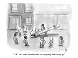 "O.K., now, when a teacher comes out, everybody look straight up." - New Yorker Cartoon Premium Giclee Print by Paul Noth
