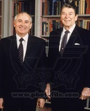 Mikhail Gorbachev & Ronald Reagan in the White House Library, 1987 Photo