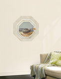Trompe L’Oiel Shoreline Boat Hexagonal Window Wall Accent Mural Art Print Poster Wall Mural