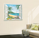 Trompe L’Oiel Tropical Paradise Window Accent Huge Mural Art Print Poster Wall Mural