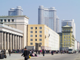 Modern Apartment Buildings, Kim Il Sung Square, Democratic People's Republic of Korea, N. Korea Photographic Print by Gavin Hellier