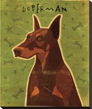 Doberman (Red) Stretched Canvas Print by Golden John W.