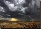 Badlands Lightning Stretched Canvas Print by Gassman Stephen
