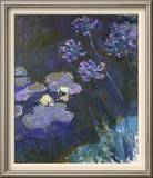 Water Lilies and Agapanthus Framed Canvas Print by Claude Monet