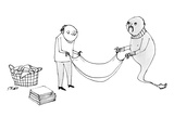 A man and a genie work together to fold laundry. - New Yorker Cartoon Premium Giclee Print by Edward Steed