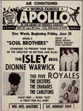 Apollo Theatre Ad: Soul Brothers, Isley Brothers, Dionne Warwick, Five Royales, Charades, Carletons Lærredstryk på blindramme Apollo Theatre Ad: Soul Brothers, Isley Brothers, Dionne Warwick, Five Royales, Charades, Carletons Lærredstryk på blindramme