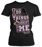 Womens: I Can Do All Pink-Football T-Shirt