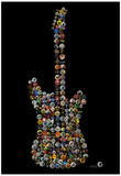 Classic Guitar Rock Buttons by Gdogs Cosmic Rock Poster Poster