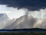 Sunlight and Rain over Tetons Photographic Print by Mike Cavaroc
