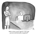 "With a real live woman right here, why would you turn to the Internet for…" - New Yorker Cartoon Premium Giclee Print by Paul Noth