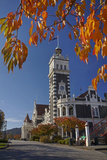 Autumn and Historic Train Station, Dunedin, Otago, South Island, New Zealand Photographic Print by David Wall