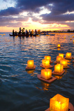 Lantern Floating Festival, Memorial Day, Ala Moana Park, Honolulu, Oahu, Hawaii, USA Photographic Print by Douglas Peebles