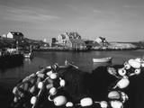 Fishing Nets and Houses at Harbor, Peggy's Cove, Nova Scotia, Canada Photographic Print by Greg Probst