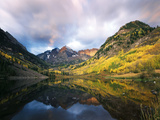 Maroon Lake, View of Autumn Aspens, White River National Forest, Colorado, USA Photographic Print by Stuart Westmorland