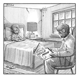 A werewolf father is reading his werewolf son "Hello Moon"  - New Yorker Cartoon Premium Giclee Print by Harry Bliss