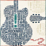Type Guitar Square II Print by Michael Mullan