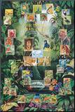 Tropical Rainforest Animal and Plant Chart Poster Mounted Print