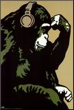 Monkey Thinker Mounted Print by Steez 