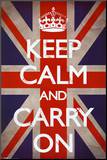 Keep Calm and Carry On (Motivational, Union Jack Flag) Mounted Print